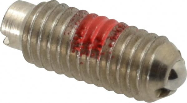 TE-CO - 10-32, 0.093" Ball Diam, 33/64" Body Length, 0.025" Max Ball Reach, Threaded Ball Plunger - Makers Industrial Supply