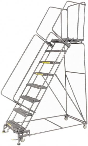 Ballymore - 113" 8 Step Ladder - 450 Lb Capacity, 80" Platform Height, 24" Base Width x 68" Depth, Heavy-Duty Serrated Grating - Makers Industrial Supply