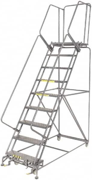 Ballymore - 123" 9 Step Ladder - 450 Lb Capacity, 90" Platform Height, 32" Base Width x 75" Depth, Heavy-Duty Serrated Grating - Makers Industrial Supply