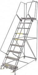 Ballymore - 123" 9 Step Ladder - 450 Lb Capacity, 90" Platform Height, 32" Base Width x 75" Depth, Heavy-Duty Serrated Grating - Makers Industrial Supply