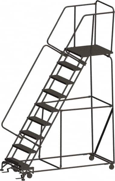 Ballymore - 123" 9 Step Ladder - 450 Lb Capacity, 90" Platform Height, 32" Base Width x 82" Depth, Heavy-Duty Serrated Grating - Makers Industrial Supply