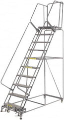 Ballymore - 133" 10 Step Ladder - 450 Lb Capacity, 100" Platform Height, 32" Base Width x 81" Depth, Expanded Metal Tread - Makers Industrial Supply