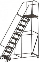 Ballymore - 133" 10 Step Ladder - 450 Lb Capacity, 100" Platform Height, 32" Base Width x 88" Depth, Expanded Metal Tread - Makers Industrial Supply