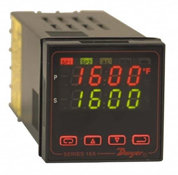 Dwyer - -350 to 4,208°F 1/16 DIN Temperature/Process Control - Dual 4-Digit LCD Display, Fuzzy Logic PID Control, 100-240 VAC/VDC - Makers Industrial Supply