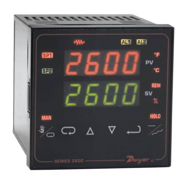 Dwyer - 2,320 to 4,208°F 1/4 DIN Temperature/Process Control - Dual 4-Digit LCD Display, Fuzzy Logic PID Control, 100-240 VAC/VDC - Makers Industrial Supply