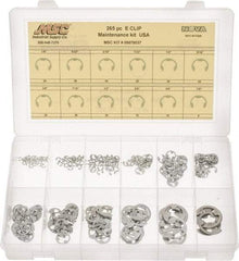 Made in USA - 265 Piece, 1/8 to 7/8", Steel, E Style External Retaining Ring Assortment - Includes Compartmented Case, Specification Labels - Makers Industrial Supply