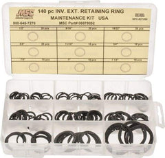 Made in USA - 140 Piece, 1/2 to 1-1/4", SpRing Assortment Steel, Snap External Retaining Ring Assortment - Includes Compartmented Case - Makers Industrial Supply