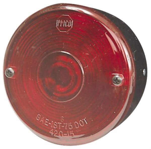 Peterson - 3-3/4" Diam, Red Lens & Reflector - Plastic, 12 Volt - Makers Industrial Supply