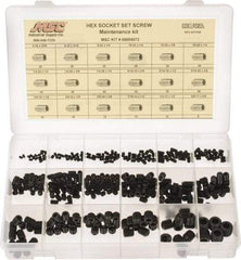 Value Collection - 400 Piece, #6-32 to 5/8-11, Steel Set Screw Assortment - Hex Head, Hex Socket Drive, 3/16 to 5/8" Long - Makers Industrial Supply