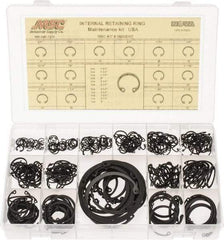 Made in USA - 337 Piece, 3/8 to 3", SpRing Assortment Steel, Snap Internal Retaining Ring Assortment - Includes Compartmented Case - Makers Industrial Supply