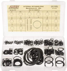 Made in USA - 444 Piece, 1/4 to 3", SpRing Assortment Steel, Snap External Retaining Ring Assortment - Includes Compartmented Case - Makers Industrial Supply