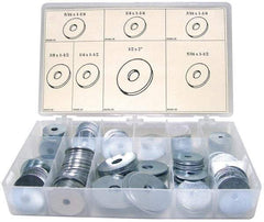 Value Collection - 255 Piece, 5/16 to 1/2" Screw, Steel Fender Washer Assortment - Includes 3/16 to 1/2" Screw & Compartmented Storage Case - Makers Industrial Supply