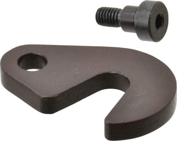 Made in USA - 21/32" Slot ID, 1-1/2" Slot to Bolt Hole Length, 3/8" Thick, Case Hardened Steel Swing C Washer - 9/16" Bolt Hole to Small End Radius, 1-1/8" Slot to Large End Radius, 1/2" Bolt Hole ID, 3/8" Shoulder Bolt, Black Oxide Finish - Makers Industrial Supply