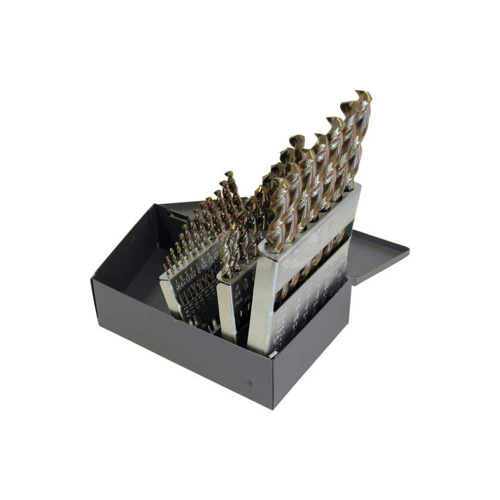 Drill Bit Set: Jobber Length Drill Bits, 29 Pc, 135 °, Cobalt Gold Finish, Standard, Straight Shank, Series 2075