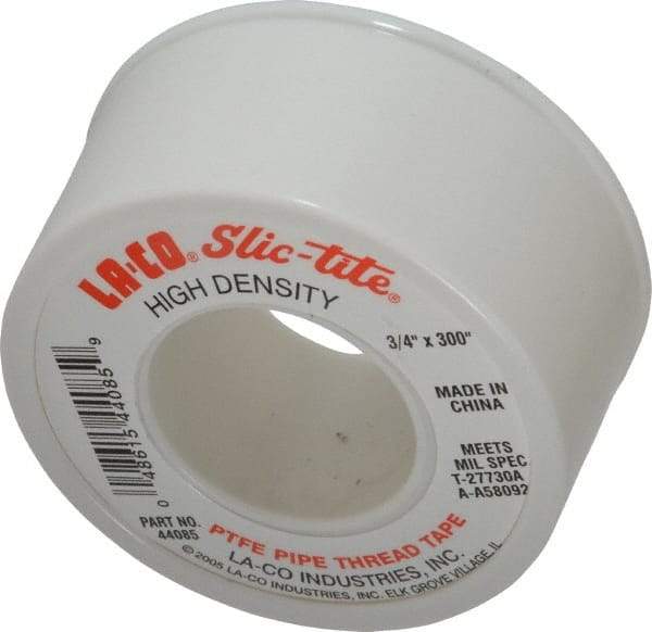 LA-CO - 3/4" Wide x 300" Long General Purpose Pipe Repair Tape - 3 mil Thick, -450 to 550°F, White - Makers Industrial Supply