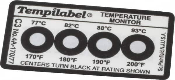 Tempil - 77/82/88/93°C Temp Indicating Label - 4 Ratings - Makers Industrial Supply