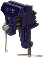 Wilton - 3" Jaw Width x 2-1/2" Jaw Opening Capacity, 2-5/8" Throat Depth, Bench & Pipe Combination Vise - 3/8" Max Pipe Capacity, Stationary Base, Clamp-On Attachment, Cast Iron - Makers Industrial Supply