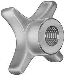 Made in USA - 1-1/8" Head Diam, 4 Point Lobed Knob - 1/4" Hole, Steel - Makers Industrial Supply