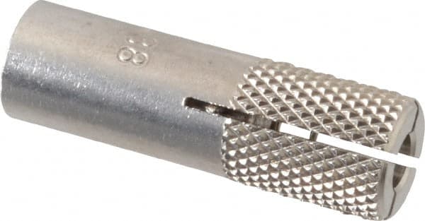 Red Head - 1/2" Diam, 1/2" Drill, 1-1/2" Min Embedment Drop-In Concrete Anchor - 303, 18-8 Stainless Steel, Slotted Drive, 1/2" Thread Length - Makers Industrial Supply