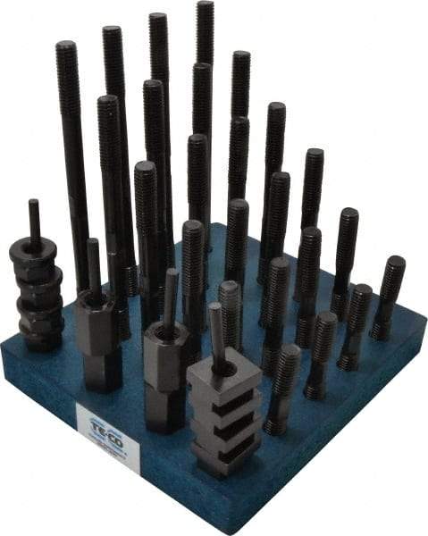 TE-CO - 38 Piece, 1/2-13 Stud, 5/8" T Slot, T Nut & Stud Kit - 1" T-Slot Nut Width, 3, 4, 5, 6, 7, 8" Stud Lengths - Makers Industrial Supply