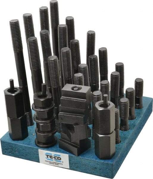 TE-CO - 38 Piece, 5/8-11 Stud, 13/16" T Slot, T Nut & Stud Kit - 1-1/4" T-Slot Nut Width, 3, 4, 5, 6, 7, 8" Stud Lengths - Makers Industrial Supply