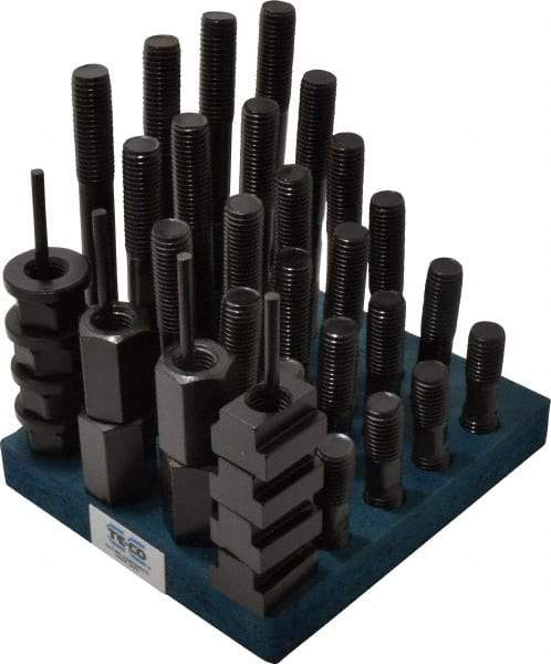 TE-CO - 38 Piece, 3/4-10 Stud, 13/16" T Slot, T Nut & Stud Kit - 1-1/4" T-Slot Nut Width, 3, 4, 5, 6, 7, 8" Stud Lengths - Makers Industrial Supply