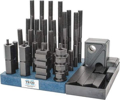 TE-CO - 50 Piece Fixturing Step Block & Clamp Set with 1" Step Block, 11/16" T-Slot, 5/8-11 Stud Thread - 1-1/8" Nut Width, 3, 4, 5, 6, 7 & 8" Stud Lengths - Makers Industrial Supply