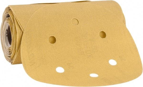 Norton - 6" Diam, 320 Grit Aluminum Oxide Adhesive PSA Disc - Very Fine Grade, Gold, C Weighted Backing, Flexible - Makers Industrial Supply