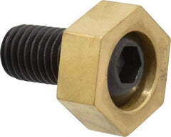 Mitee-Bite - 1-3/16" Brass Hex, 5/8-11 Stud Thread, Symmetrical Hex Clamp - 1/2" Hex Height, 6,000 Lb Holding Force, Hardened Steel Stud, 1-1/8" Long Thread, 100 Ft/Lb Torque, 4 Clamps - Makers Industrial Supply