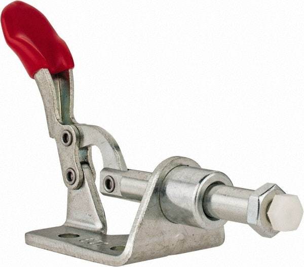 De-Sta-Co - 100 Lb Load Capacity, Flanged Base, Carbon Steel, Standard Straight Line Action Clamp - 3 Mounting Holes, 0.17" Mounting Hole Diam, 1/4" Plunger Diam, Thumb Handle - Makers Industrial Supply