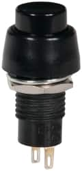 GC/Waldom - 0.4 Inch Mount Hole, Miniature Pushbutton Switch Only - Round, Black Pushbutton, Nonilluminated, Momentary (MO), Off-On - Makers Industrial Supply