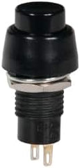 GC/Waldom - 0.4 Inch Mount Hole, Miniature Pushbutton Switch Only - Round, Black Pushbutton, Nonilluminated, Momentary (MO), Off-On - Makers Industrial Supply