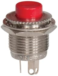 GC/Waldom - 0.469 Inch Mount Hole, Miniature Pushbutton Switch Only - Round, Red Pushbutton, Nonilluminated, Momentary (MO), On-Off - Makers Industrial Supply