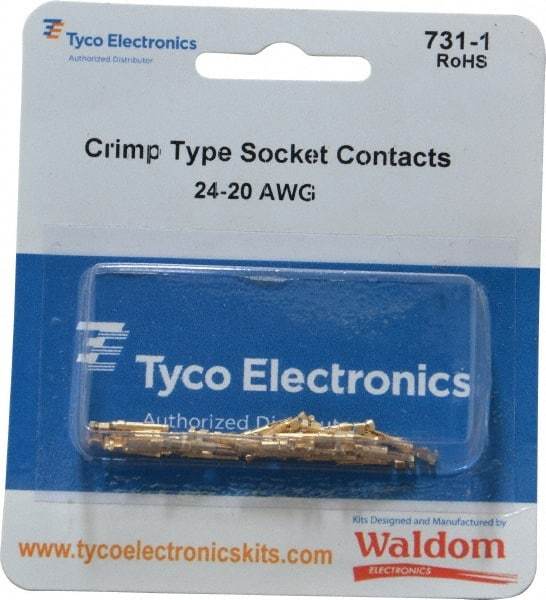 Tyco/Amp - 25 Piece, Socket Contact Connector Kit - 24 to 20 AWG Compatible Wire Size - Makers Industrial Supply