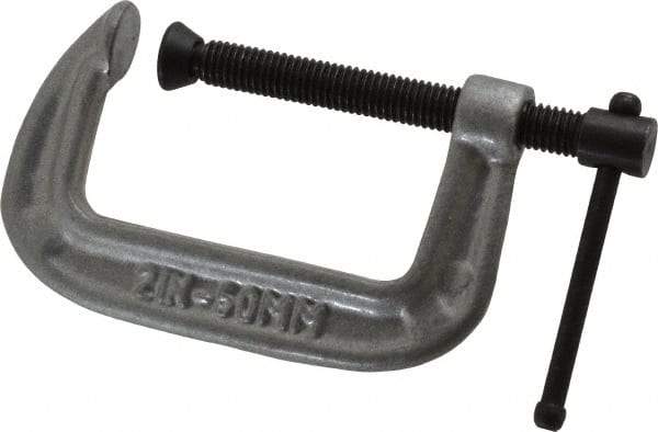 Gibraltar - Light-Duty 2" Max Opening, 1-1/8" Throat Depth, Cast Iron Standard C-Clamp - 400 Lb Capacity, 0" Min Opening, Standard Throat Depth, Malleable Cast Iron Screw - Makers Industrial Supply