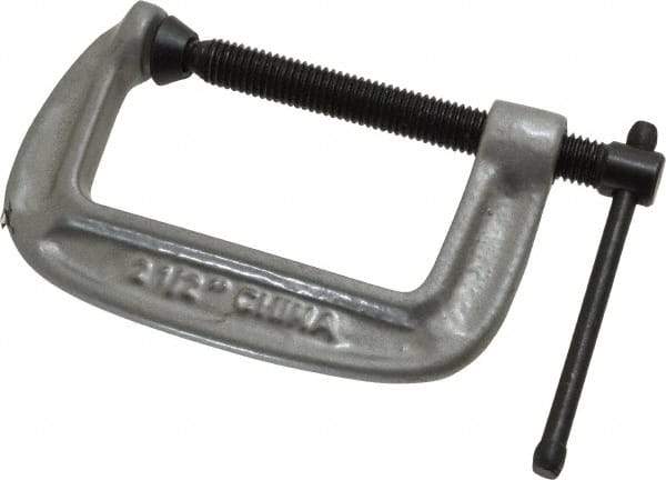 Gibraltar - Light-Duty 2-1/2" Max Opening, 1-7/16" Throat Depth, Cast Iron Standard C-Clamp - 600 Lb Capacity, 0" Min Opening, Standard Throat Depth, Malleable Cast Iron Screw - Makers Industrial Supply