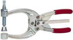 De-Sta-Co - 3113.76 N Load Capacity, 2.72" Throat Depth, 8.51" OAL, Carbon Steel, C Style Plier Clamp - 4.16" Max Jaw Capacity, M10x1.5 Spindle, 4.16" Open Throat Height, Red Handle, Spindle End - Makers Industrial Supply