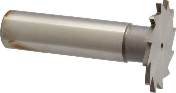 Made in USA - 1-1/8" Diam x 1/16" Face Width, High Speed Steel, 16 Teeth, Shank Connection Woodruff Keyseat Cutter - Uncoated, 2-3/16" OAL x 1/2" Shank, Straight Teeth - Makers Industrial Supply