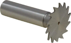 Made in USA - 1-1/4" Diam x 3/64" Face Width, High Speed Steel, 18 Teeth, Shank Connection Woodruff Keyseat Cutter - Uncoated, 2-3/16" OAL x 1/2" Shank, Straight Teeth - Makers Industrial Supply