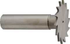 Made in USA - 1-3/8" Diam x 1/16" Face Width, High Speed Steel, 18 Teeth, Shank Connection Woodruff Keyseat Cutter - Uncoated, 2-1/4" OAL x 1/2" Shank, Straight Teeth - Makers Industrial Supply