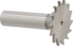 Made in USA - 1-3/8" Diam x 5/64" Face Width, High Speed Steel, 18 Teeth, Shank Connection Woodruff Keyseat Cutter - Uncoated, 2-1/4" OAL x 1/2" Shank, Straight Teeth - Makers Industrial Supply