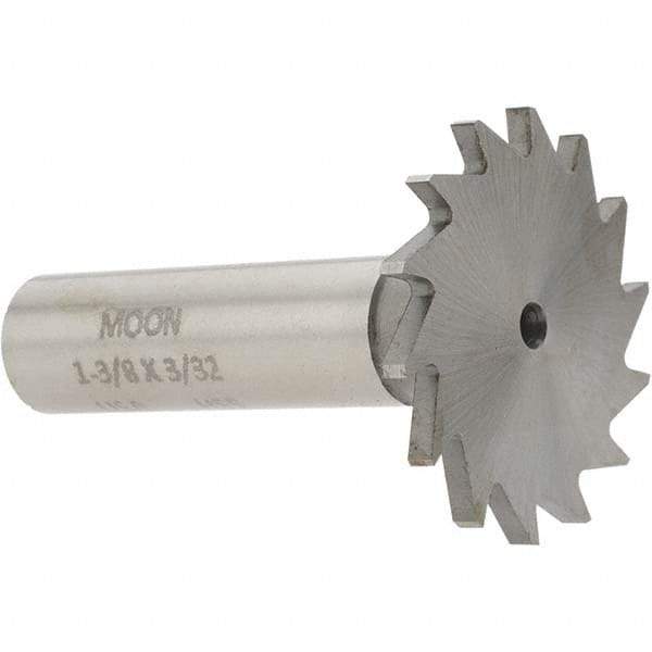 Made in USA - 1-3/8" Diam x 3/32" Face Width, High Speed Steel, 18 Teeth, Shank Connection Woodruff Keyseat Cutter - Uncoated, 2-1/4" OAL x 1/2" Shank, Straight Teeth - Makers Industrial Supply