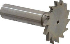 Made in USA - 1-3/8" Diam x 7/64" Face Width, High Speed Steel, 14 Teeth, Shank Connection Woodruff Keyseat Cutter - Uncoated, 2-1/4" OAL x 1/2" Shank, Straight Teeth - Makers Industrial Supply