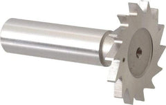 Made in USA - 1-3/8" Diam x 1/8" Face Width, High Speed Steel, 18 Teeth, Shank Connection Woodruff Keyseat Cutter - Uncoated, 2-1/4" OAL x 1/2" Shank, Straight Teeth - Makers Industrial Supply