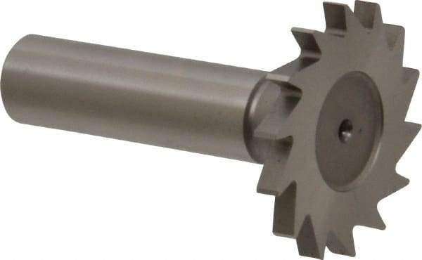 Made in USA - 1-3/8" Diam x 9/64" Face Width, High Speed Steel, 18 Teeth, Shank Connection Woodruff Keyseat Cutter - Uncoated, 2-1/4" OAL x 1/2" Shank, Straight Teeth - Makers Industrial Supply