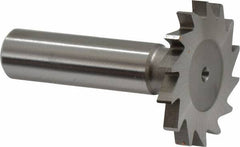 Made in USA - 1-3/8" Diam x 5/32" Face Width, High Speed Steel, 18 Teeth, Shank Connection Woodruff Keyseat Cutter - Uncoated, 2-1/4" OAL x 1/2" Shank, Straight Teeth - Makers Industrial Supply