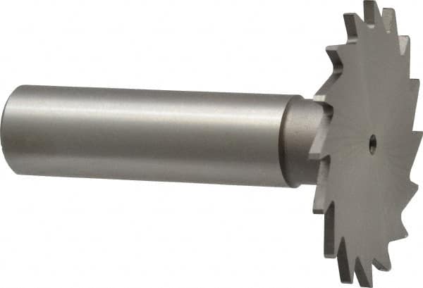 Made in USA - 1-1/2" Diam x 1/16" Face Width, High Speed Steel, 20 Teeth, Shank Connection Woodruff Keyseat Cutter - Uncoated, 2-1/4" OAL x 1/2" Shank, Straight Teeth - Makers Industrial Supply