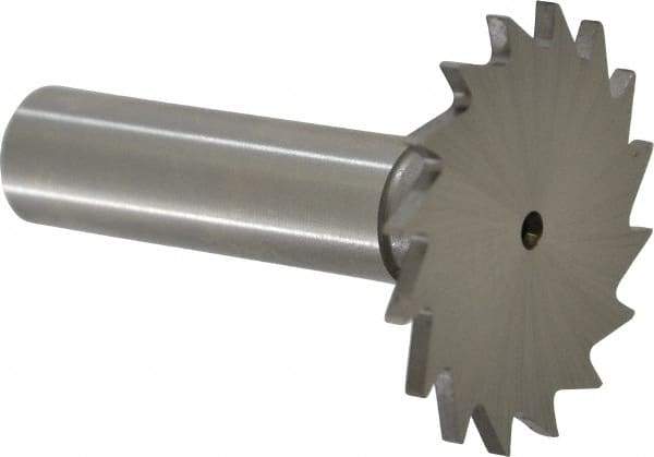 Made in USA - 1-1/2" Diam x 5/64" Face Width, High Speed Steel, 20 Teeth, Shank Connection Woodruff Keyseat Cutter - Uncoated, 2-1/4" OAL x 1/2" Shank, Straight Teeth - Makers Industrial Supply