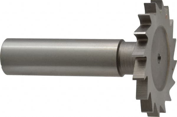 Made in USA - 1-1/2" Diam x 5/32" Face Width, High Speed Steel, 20 Teeth, Shank Connection Woodruff Keyseat Cutter - Uncoated, 2-1/4" OAL x 1/2" Shank, Straight Teeth - Makers Industrial Supply