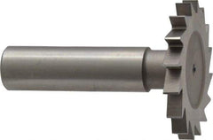 Made in USA - 1-1/2" Diam x 11/64" Face Width, High Speed Steel, 20 Teeth, Shank Connection Woodruff Keyseat Cutter - Uncoated, 2-1/4" OAL x 1/2" Shank, Straight Teeth - Makers Industrial Supply